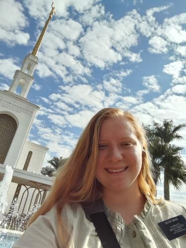 Alyssa outside the Sao Paulo temple