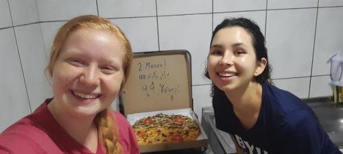 Alyssa & Sister Perri enjoy a pizza