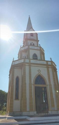 The outside of the cathedral on the hill