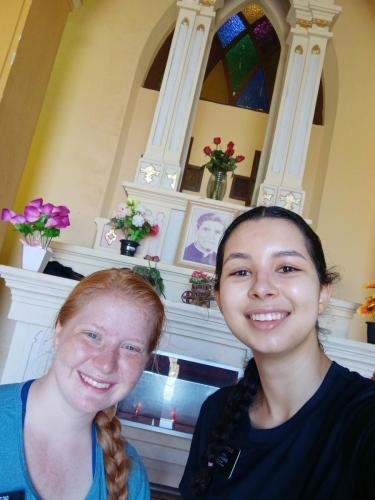 Alyssa and Sister Perri inside the Cathedral on the hill