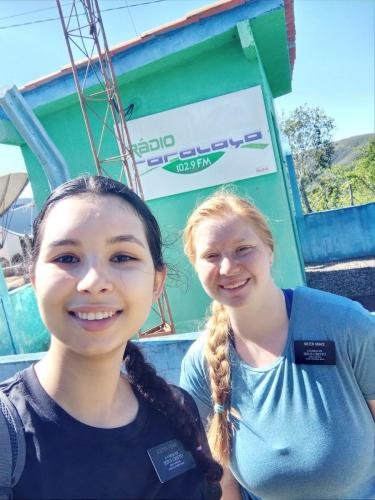 Alyssa & Sister Perri outside the radio station