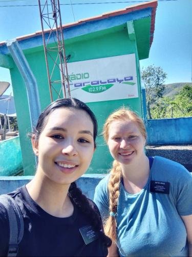 Alyssa & Sister Perri outside the radio station