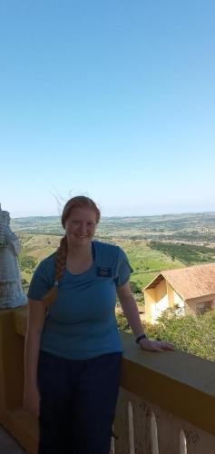 Alyssa on the balcony of the Cathedral on the Hill