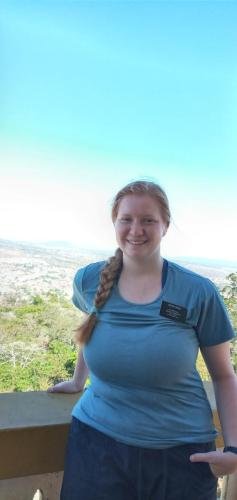 Alyssa on the balcony of the Cathedral on the Hill