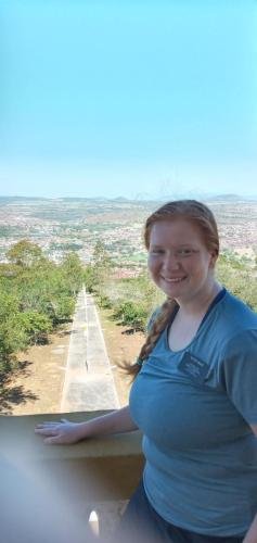 Alyssa on the balcony of the Cathedral on the Hill