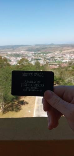 Alyssa's missionary name tag from the top of the cathedral on the hill