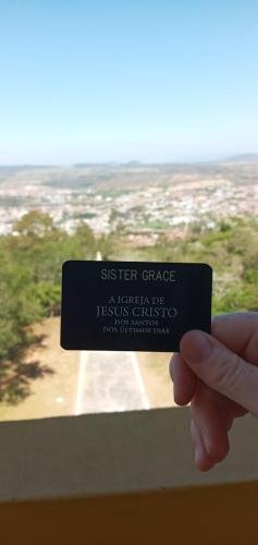 Alyssa's missionary name tag from the top of the cathedral on the hill