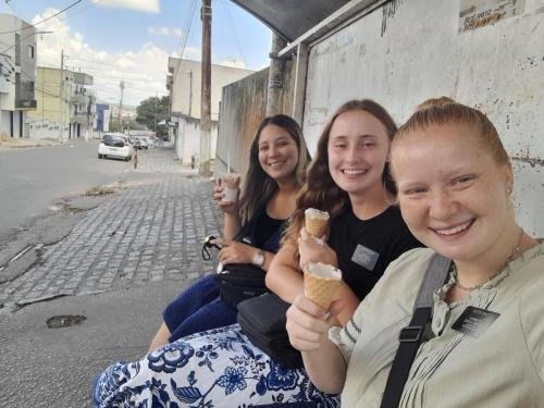 Alyssa, Sisters Fuller and Santos with ice cream