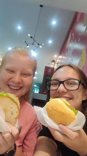 Alyssa and Sister Leopoldes with sandwiches
