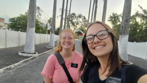 Alyssa and Sister Leopoldes on the street in Bom Conselho