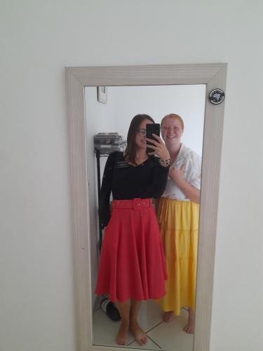 Alyssa and Sister Leopoldes selfie in a mirror