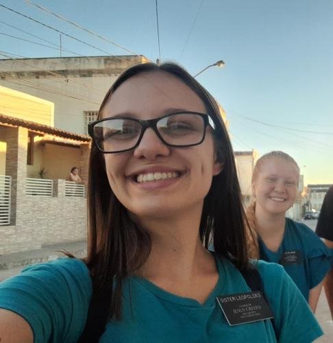 Sister Leopoldes and Alyssa on the streets of Bom Conselho
