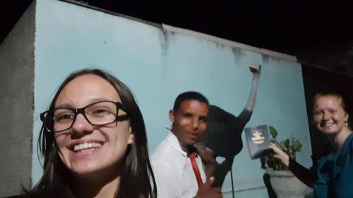 Alyssa and Sister Leopoldes with a future missionary