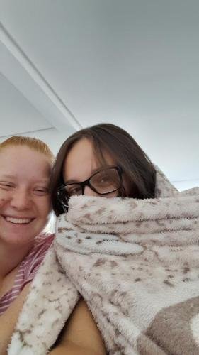 Alyssa and Sister Leopoldes with a blanket