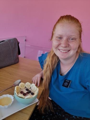 Alyssa with her four month acai bowl