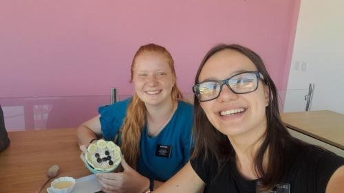 Alyssa and Sister Leopoldes celebrate Alyssa's four month mark in the mission