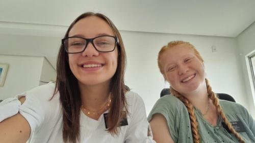Alyssa and Sister Leopoldes in their chairs for a selfie