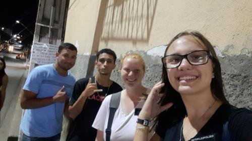 Alyssa and Sister Leopoldes with some dudes on the street