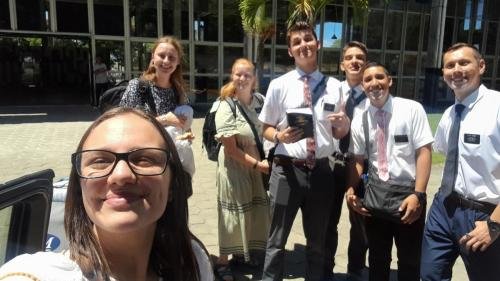Alyssa with Sisters Leopoldes and Fuller and elders during the transfer