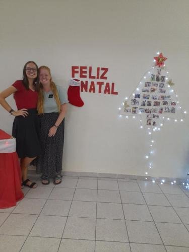 Alyssa and Sister Leopoldes at a Christmas party