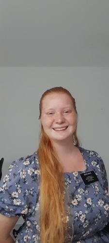 Alyssa wearing her new Christmas dress