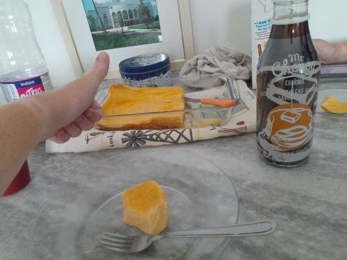 Alyssa gives a big thumbs up to German pancakes