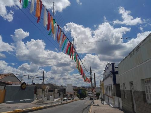 A string of flags in the streets of Pesqueira