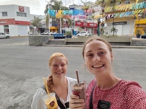 Alyssa and Sister Fuller with milk shakes