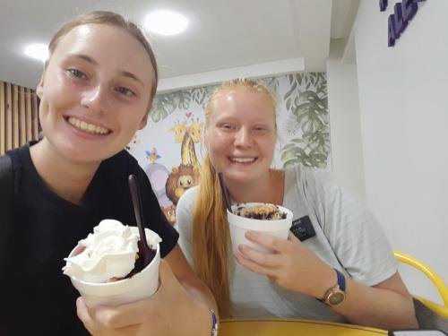 Alyssa and Sister Fuller enjoy their acai bowls