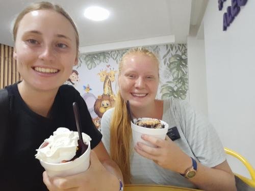 Alyssa and Sister Fuller enjoy their acai bowls