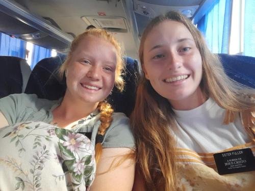 Alyssa and Sister Fuller on the bus ride to Recife