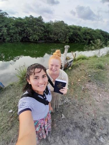 Alyssa and Sister Zurita by a river