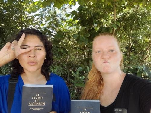 A selfie of Alyssa and Sister Zurita by a tree