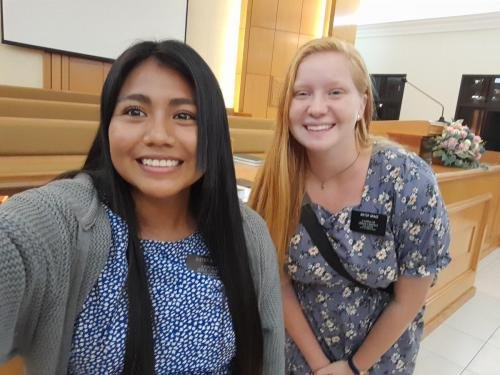 Alyssa and Sister Murrillo take a selfie in the chapel
