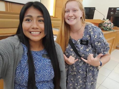 Alyssa and Sister Murrillo take a selfie in the chapel