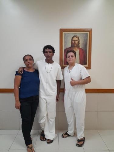 Mateus and his mother with Luckian before Mateus' baptism