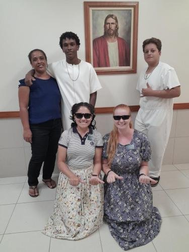 Alyssa and Sister Zurita with Mateus and his mother at his baptism