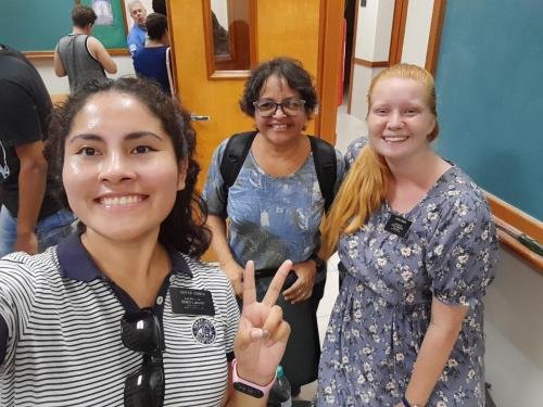Alyssa and Sister Zurita with sister at Mateus' baptism