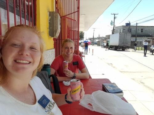 Alyssa and Sister Tadje not enjoying Schweppes soda