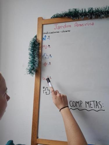 Sister Tadje writes down the goals for the area