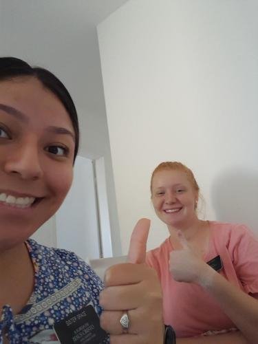 Alyssa and Sister Villatoro give a big thumbs up