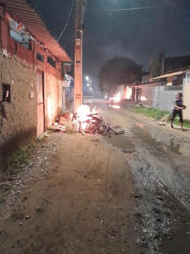 Fires burning in the road