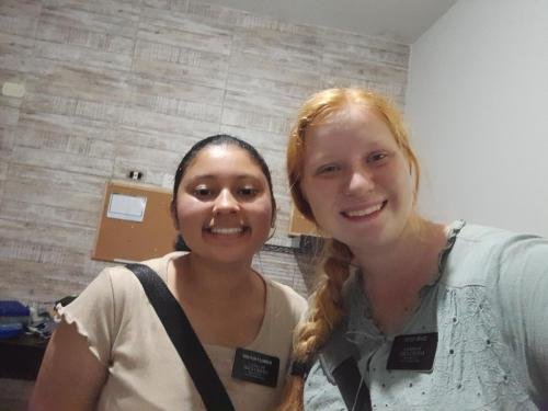 Alyssa and Sister Flores in a selfie in thier apartment at Ipojuca