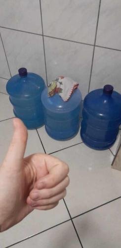 Alyssa gives a thumbs up after finally procuring some water