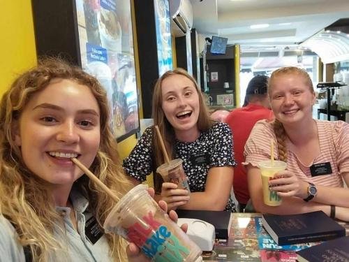 Alyssa and Sisters Fuller and Brewer with some milkshakes