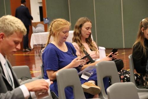 Alyssa and Sister Fuller set up their new cell phones