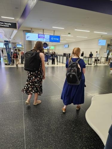 Alyssa and Sister Fuller head to TSA, then to board their plane for Brazil