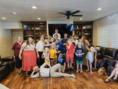 Alyssa with the cousins at her missionary farewell open house