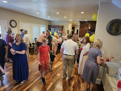 A large group gathered for Alyssa's missionary farewell open house