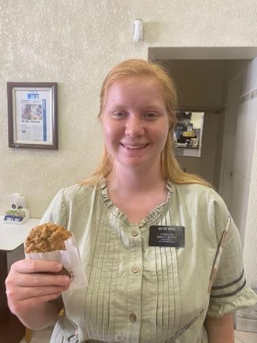 Alyssa with her cookie from Missionties